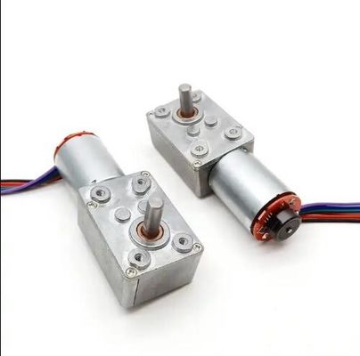 Torsi tinggi DC Worm Gear Motor Low Speed Power Off Motor Self Locking dengan Encoder