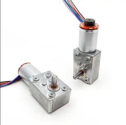 Torsi tinggi DC Worm Gear Motor Low Speed Power Off Motor Self Locking dengan Encoder