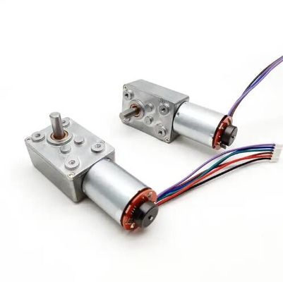 Torsi tinggi DC Worm Gear Motor Low Speed Power Off Motor Self Locking dengan Encoder