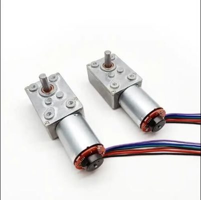 Torsi tinggi DC Worm Gear Motor Low Speed Power Off Motor Self Locking dengan Encoder